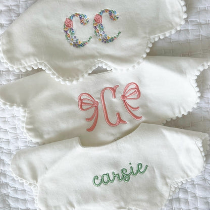 Set of 3 Scalloped Bibs Personalized Bibs